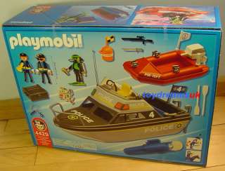 PLAYMOBIL POLICE BOAT Set Ship motor + Dinghy 4061 New  