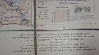  map of tirol austria alps mountains scarce original pre world war 