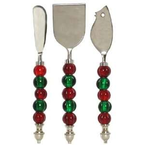   Three With Christmas Red and Green Glass Beads Handles: Home & Kitchen