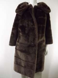 womens jacket faux fur coat brown L XL toggle vintage classic  