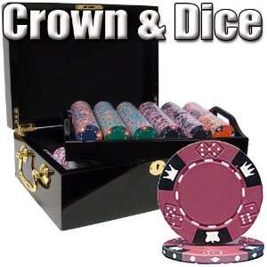  500 Ct Crown & Dice 14 Gram Clay Poker Chip Set w/ Black 