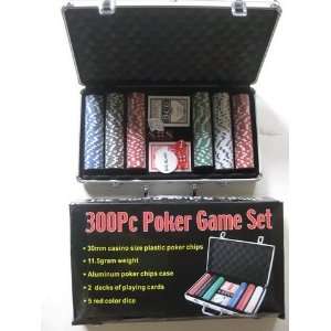   300Pc Poker Game Set 11.5 Gr Chips , 5 Red Color Dice: Office Products