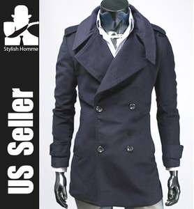 StylishHomme woolen long double mens Coat JH762 (Size S~M)  