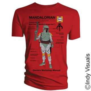 Star Wars Mandalorian Battle Armour Boba Fett T Shirt   Haynes Manual 