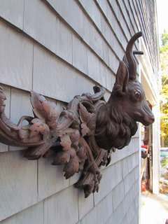 Antique German Black Forest Carved Goat Coat Wood Wall Rack  