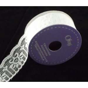  Offray Ancestry Lace Ribbon & Trim, 1 Wide, 9 Feet, White 