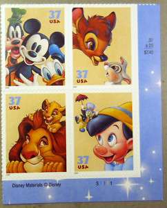 3865 8 DISNEY FRENDSHIP PLATE BLOCK MINT/NH  