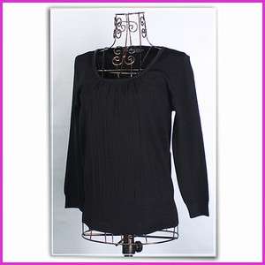   Pleated Long Sleeves Round Neck Knit Top Sweater(#KN 3, Black)  