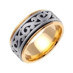   : 14K Gold Two Tone 9.5mm Celtic Wedding Band 4028   Size 4: Jewelry