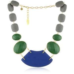  David Aubrey Indigo Blue And Green Bib Necklace: Jewelry