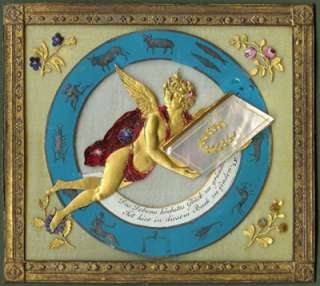 The angel in this Austrian Biedermeier Freundschaftkarten    a 