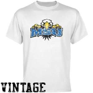  NCAA Morehead State Eagles White Distressed Logo Vintage T 
