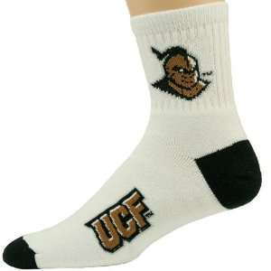  NCAA UCF Knights White Black Quarter Length Socks Sports 