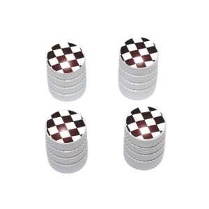   Checkered Flag   NASCAR Tire Rim Valve Stem Caps   White: Automotive