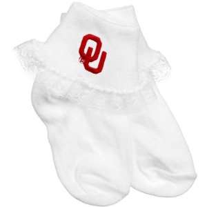   NCAA Oklahoma Sooners Toddler Girls White Lace Ankle Socks Automotive