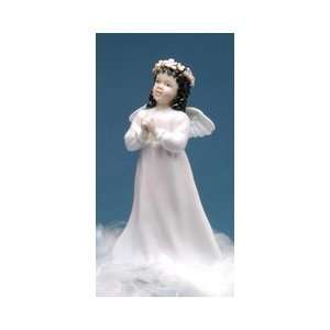  3.5 inch Angel Girl Figurine Praying In Pink Gown With White 