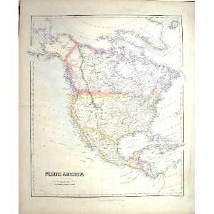   Antique Map North America Mexico Florida Cuba Canada: Home & Kitchen