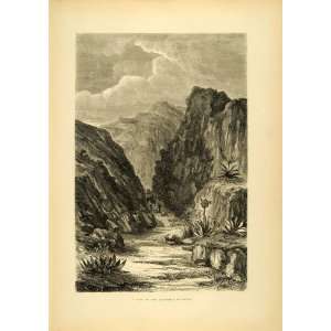 1875 Wood Engraving Cusco Valley Andes Mountains Peru Quebrada Inca 