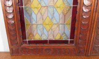   Antique Stained Glass Doors Wood Framed Archetectural Windows Panels