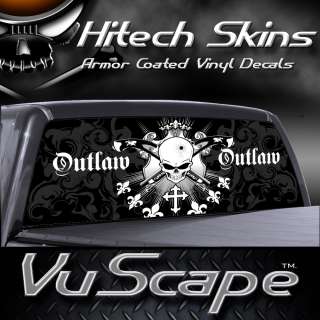 Vuscape Truck Rear Window Graphic   SKULL AND GUNS 2  