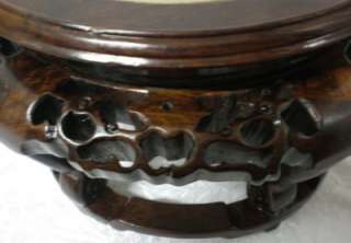 Old Vintage Oriental Vase Solid Hard Wood Stand with Marble Top  