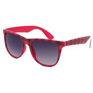  Red Vintage Buffalo Checker Wayfarer Style Sunglasses with 