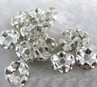 100PCS silver/Clear Crystal Beads Rondelle Space 6mm  