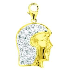  14K Yellow Gold Diamond GirlS Head Charm: Jewelry