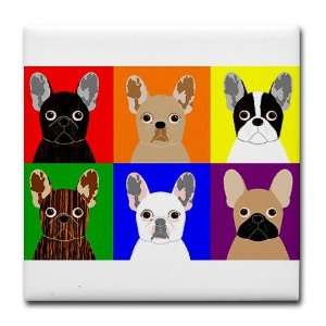  Rainbow Frenchies Pets Tile Coaster by CafePress: Kitchen 