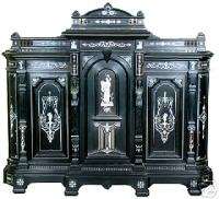 6328 Antique 19th Victorian Ebonized Cabinet by Herter Brothers  