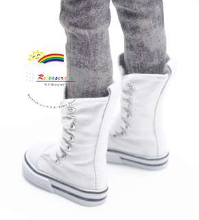 MSD Dollfie Doll Shoes Knee Hi Sneakers Boots White  