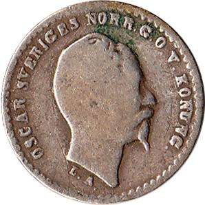 1855 Sweden 10 Ore Small Silver Coin KM#683  
