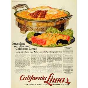  1927 Ad Recipe California Lima Bean Growers Association 