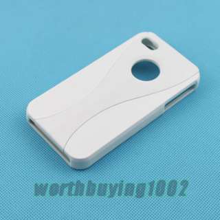 New White Hard Rubber Case Cover Skin for iPhone 4G 4S+Free Screen 