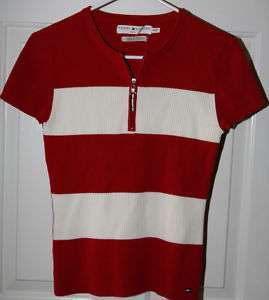 Tommy Hilfiger Red & White Stripe Short S Sweater Sz M  