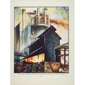  1936 Print Weirton Blast Furnace Steel Mill W. Virginia 