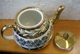 Vintgae English GIBSON gold / white china teapot .  