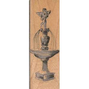  Fountain Wood Mounted Rubber Stamp (F3932): Arts, Crafts 