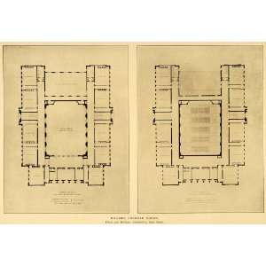  1909 Hillside Grammar School Floor Plan Rooms Gym Print 