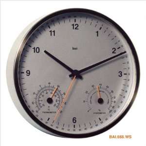   668.WS Designer Weather Station Wall Clock in Silver: Home & Kitchen
