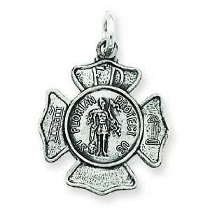  Sterling Silver Saint Florian Badge Medal: Jewelry