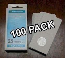 100 x Self Adhesive Cardboard 2x2 Holders 50c Silver  