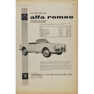  1961 Ad Alfa Romeo Spider Giulietta Vehicle Models United 