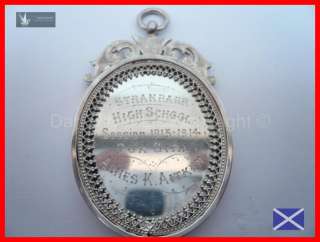   Silver Girls Dux Medal Stranraer High School Hallmarked 1913  