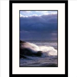 Waves Crashing On Shore Framed Photograph Frame Finish Black, Size 