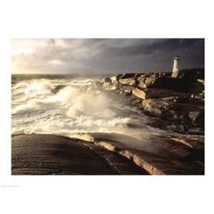  Waves crashing against rocks, Peggys Cove Lighthouse 
