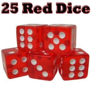 New 25 Red Dice 16 Mm Standard Dimensions Rounded Corners 