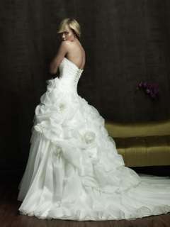   Flowers Strapless Watteau Organza Wedding Dress/Evening Gown  
