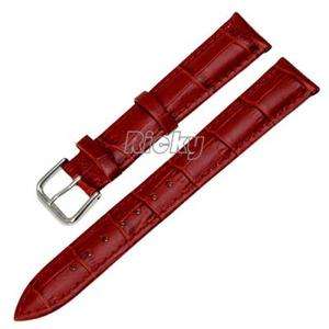   Crocodile Croco Grain Genuine Leather Watch Band Strap Red a14  