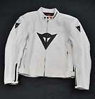 DAINESE White Black Perforated Leather Motorcycle Jacket 58 Armor
